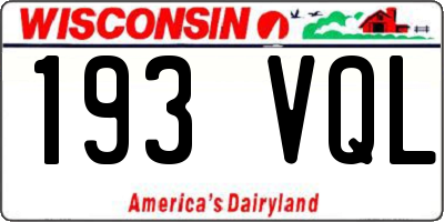 WI license plate 193VQL