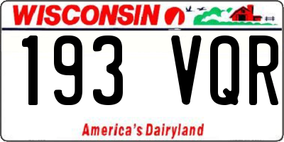 WI license plate 193VQR