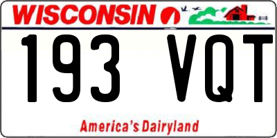WI license plate 193VQT