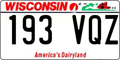 WI license plate 193VQZ