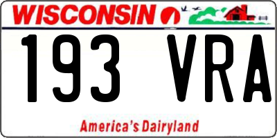 WI license plate 193VRA