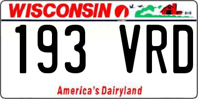 WI license plate 193VRD