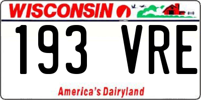 WI license plate 193VRE