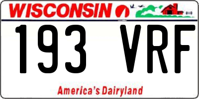 WI license plate 193VRF