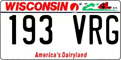 WI license plate 193VRG
