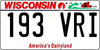 WI license plate 193VRI