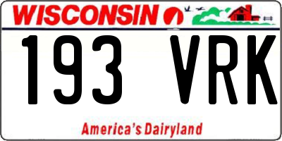 WI license plate 193VRK