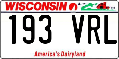 WI license plate 193VRL