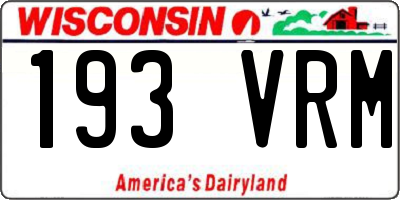WI license plate 193VRM