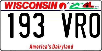WI license plate 193VRO