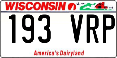 WI license plate 193VRP
