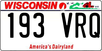WI license plate 193VRQ