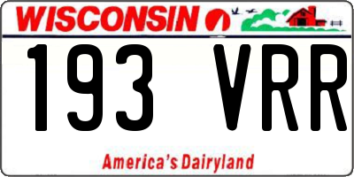 WI license plate 193VRR