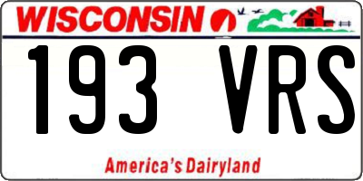 WI license plate 193VRS