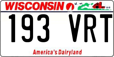 WI license plate 193VRT