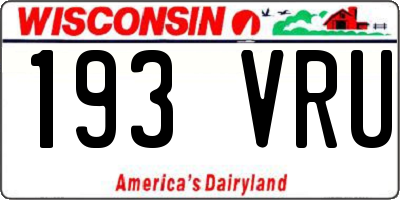 WI license plate 193VRU