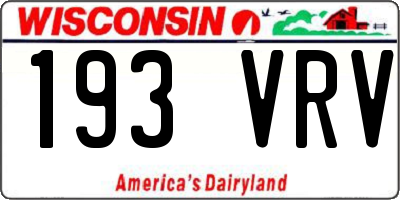 WI license plate 193VRV