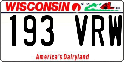 WI license plate 193VRW