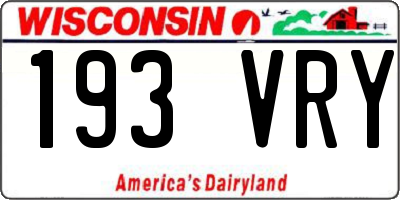 WI license plate 193VRY