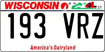 WI license plate 193VRZ