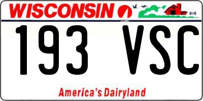 WI license plate 193VSC