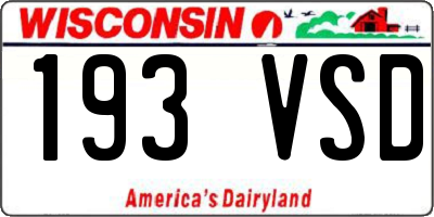 WI license plate 193VSD