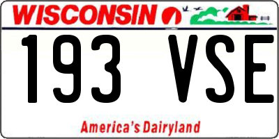 WI license plate 193VSE