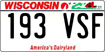 WI license plate 193VSF