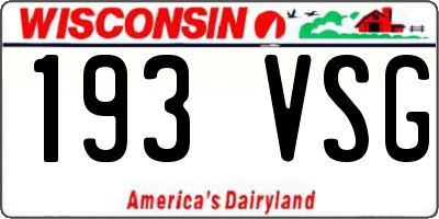 WI license plate 193VSG