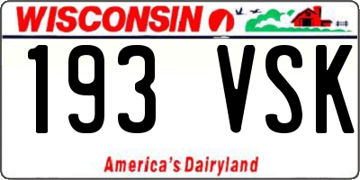WI license plate 193VSK
