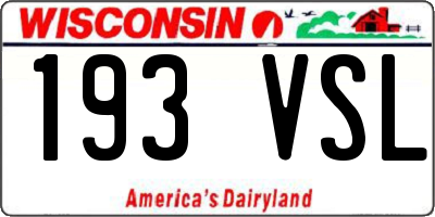 WI license plate 193VSL