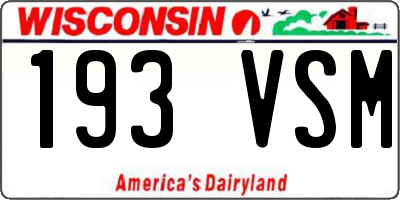 WI license plate 193VSM