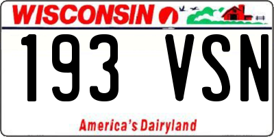 WI license plate 193VSN