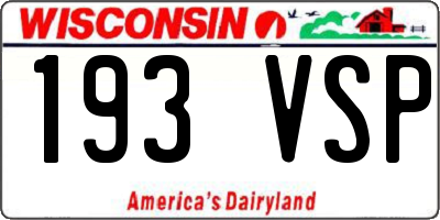 WI license plate 193VSP