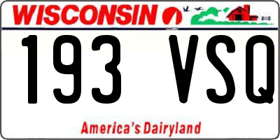 WI license plate 193VSQ
