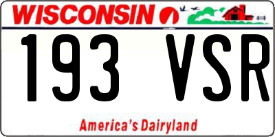 WI license plate 193VSR