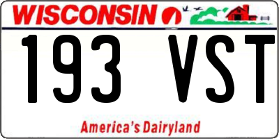 WI license plate 193VST