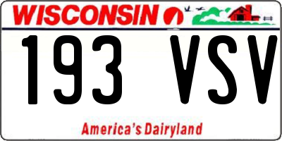 WI license plate 193VSV