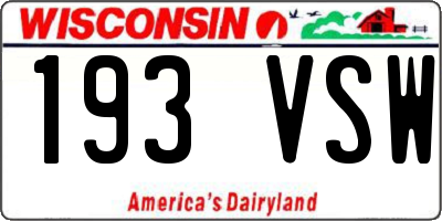 WI license plate 193VSW