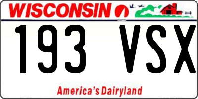 WI license plate 193VSX