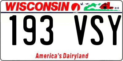 WI license plate 193VSY