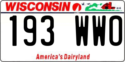 WI license plate 193WWO