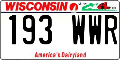 WI license plate 193WWR