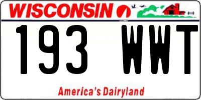 WI license plate 193WWT