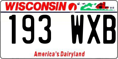 WI license plate 193WXB
