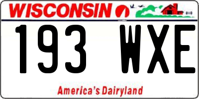 WI license plate 193WXE