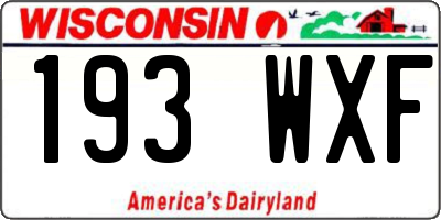 WI license plate 193WXF