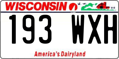 WI license plate 193WXH