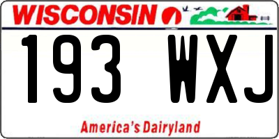 WI license plate 193WXJ