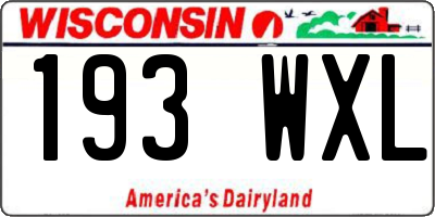 WI license plate 193WXL